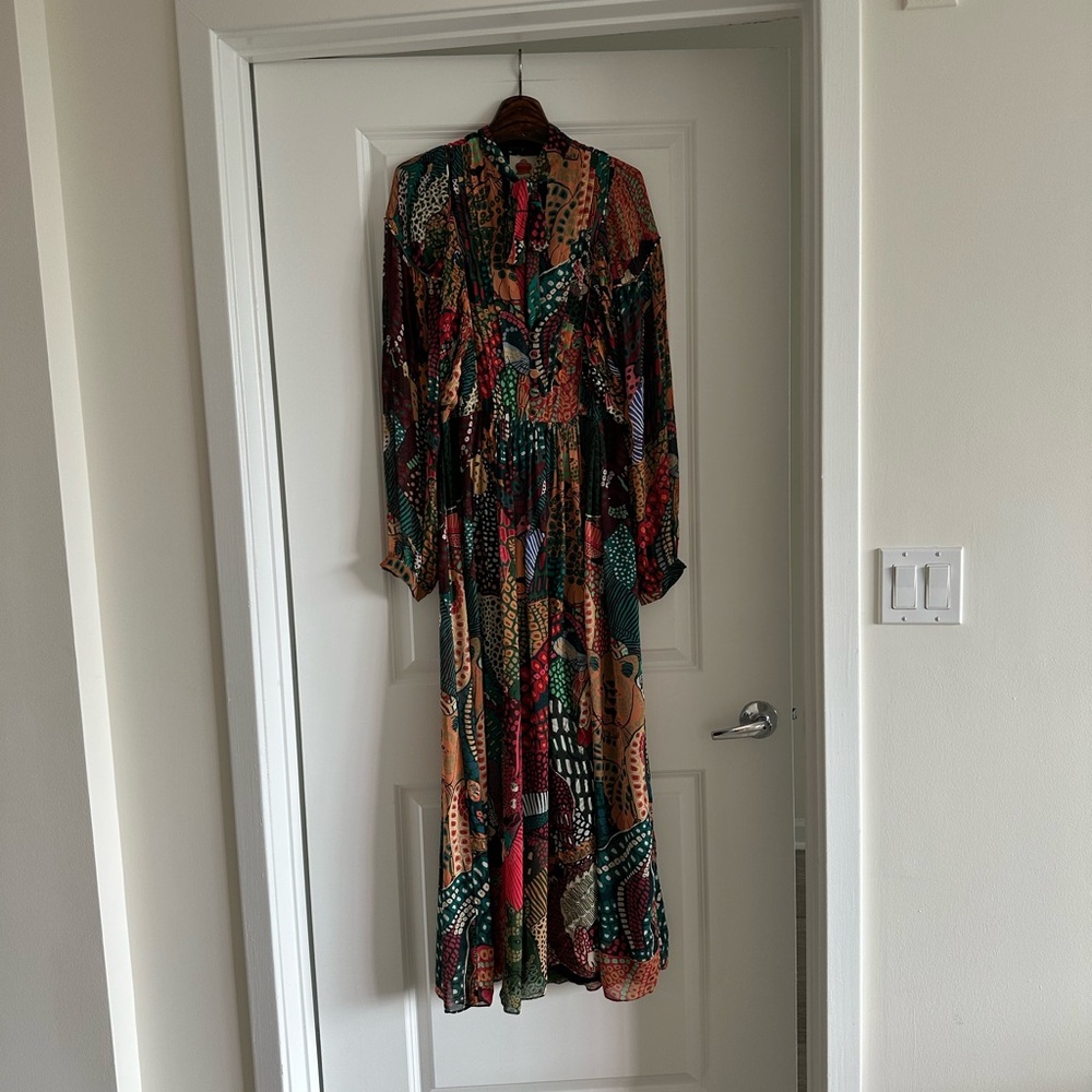 Farm Rio Fauna Mix Multicolor V Neckline Maxi Dress - Picture 5 of 11